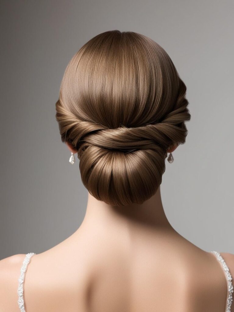 The chignon remains a favorite among brides seeking elegant bridal updos with timeless appeal